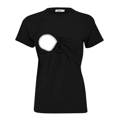 <transcy>Camiseta negra de lactancia materna</transcy>